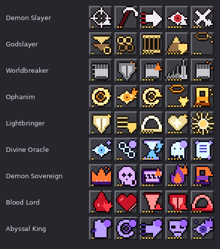Icons for all nine final forms
